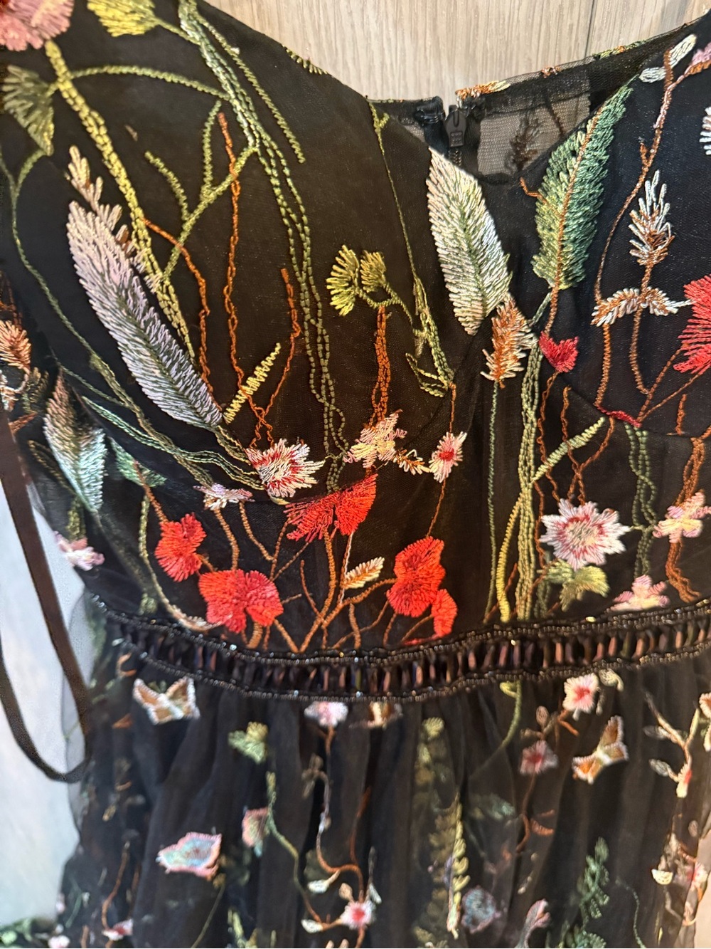Mac Duggal Black Floral-Embroidered Sweetheart Sleeveless Bustier Gown 16 - Picture 10 of 10